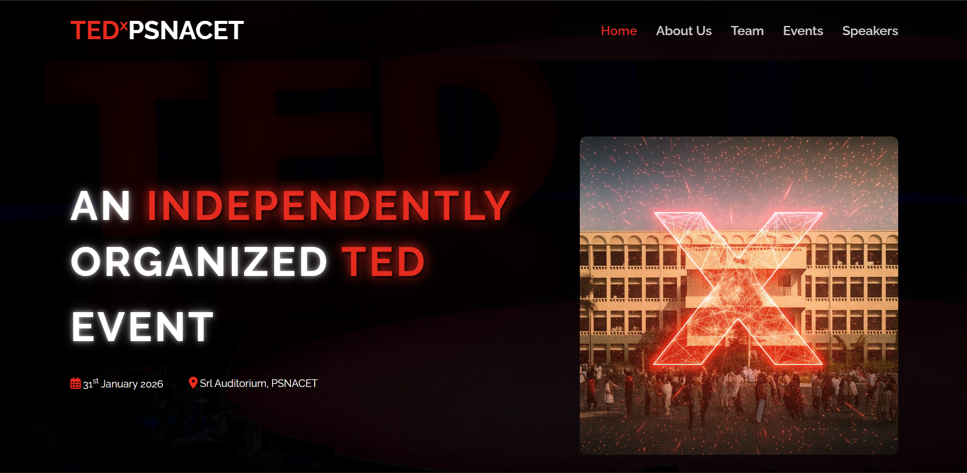 TEDxPSNACET 2026 website preview